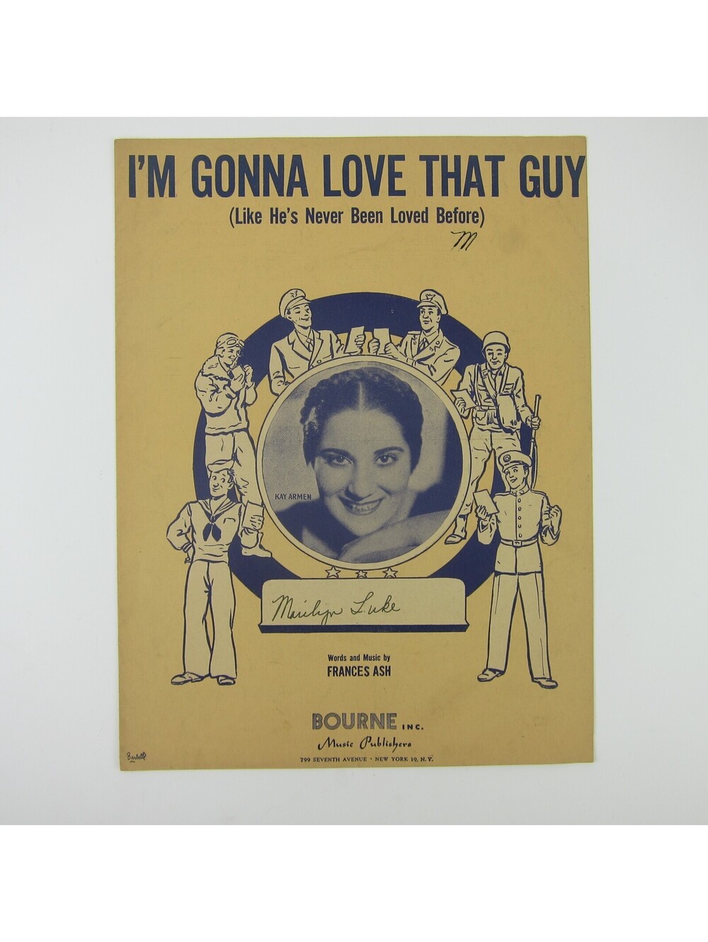 Sheet Music I'm Gonna Love That Guy Frances Ash Kay Armen Cover Vintage 1945